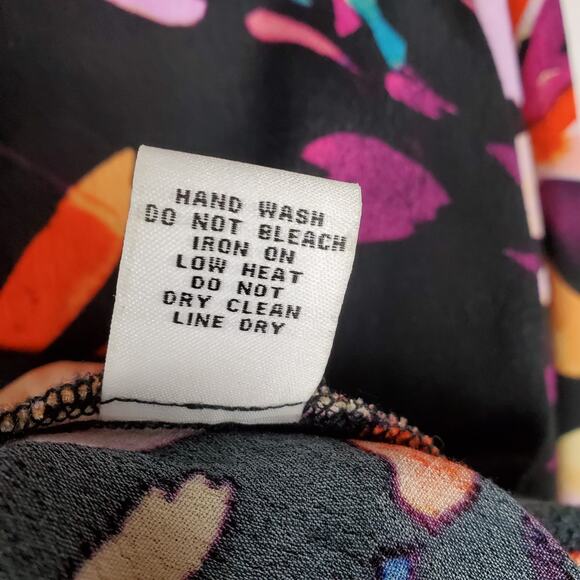 Habitat Clothes To Live In Button Up Shirt XL Floral Splash Ruffle Long Sleeve - Picture 8 of 11